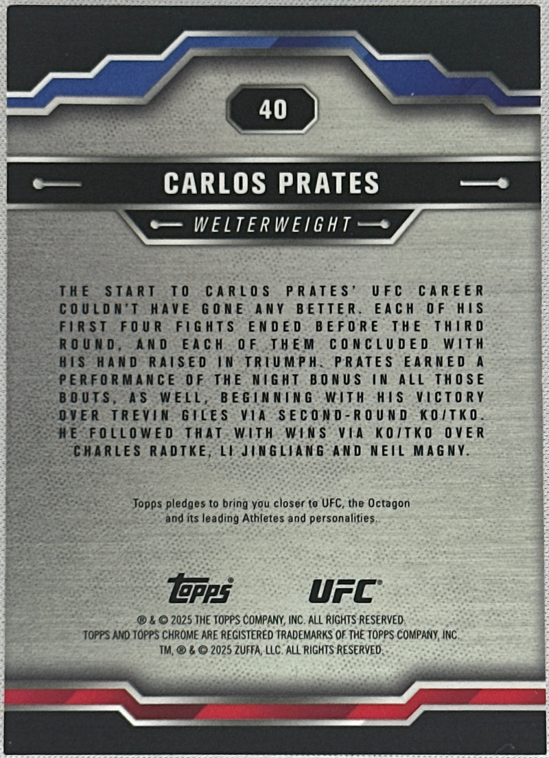 2025 Topps Chrome UFC Carlos Prates Rookie RC Orange /25 #40-2