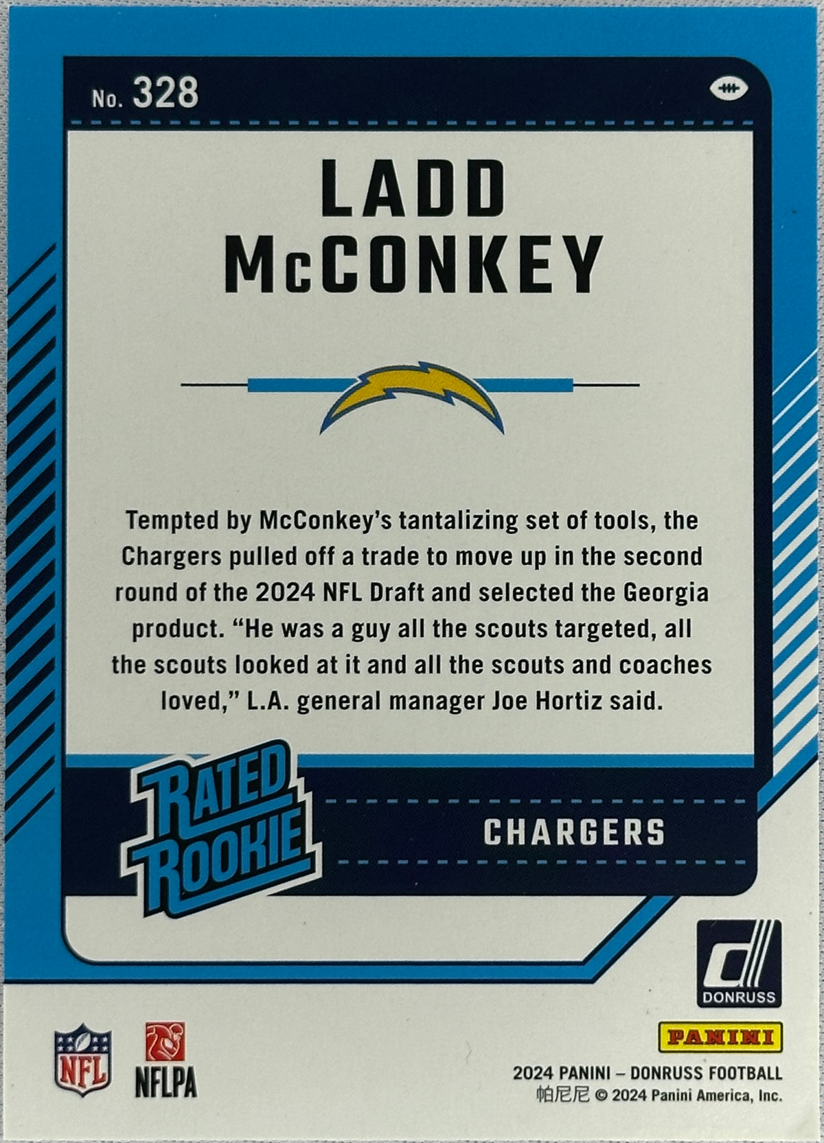 2024 Donruss Ladd McConkey Press Proof Rated Rookie /50 #328