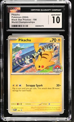 2024 Pikachu Promo SVP190 World Championships CGC Gem Mint 10-1