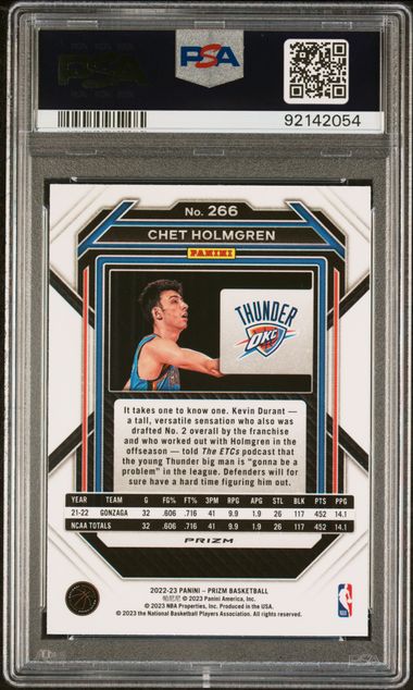 2022 Chet Holmgren Silver Prizm #266 PSA 9