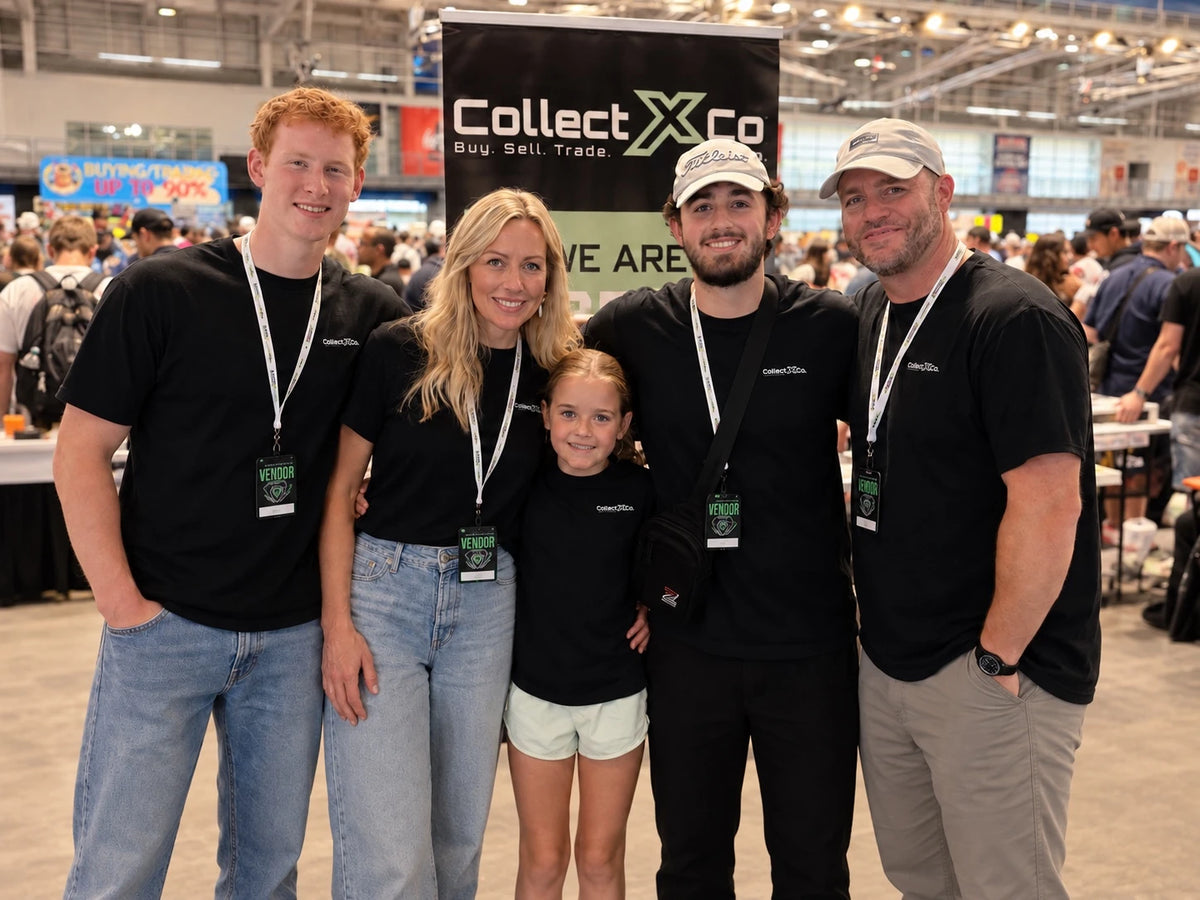 The CollectX family together in front of their CollectX Co. banner