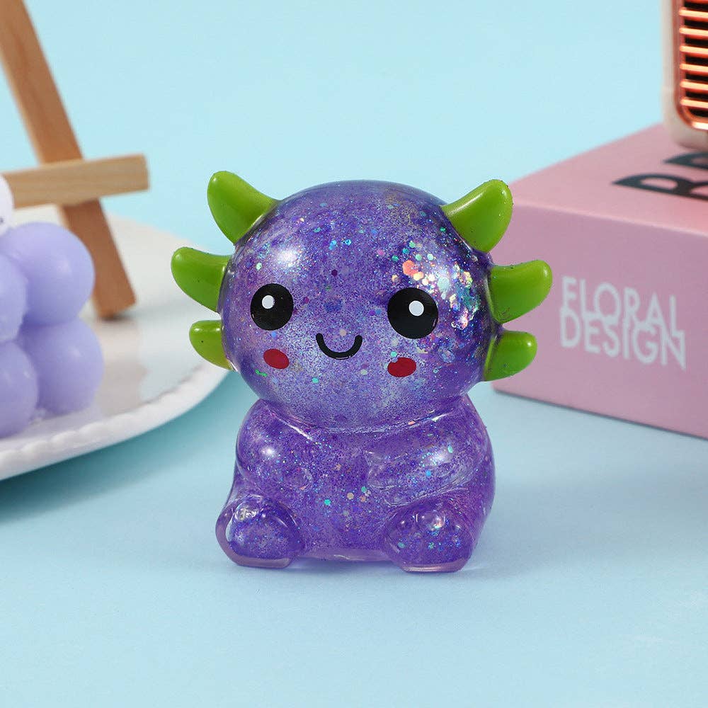 1 Cartoon Sequin prime, Capybara, Axolotl, highland cow Squishy Toy Slow Rising Stress Relief Squeeze Toy-8