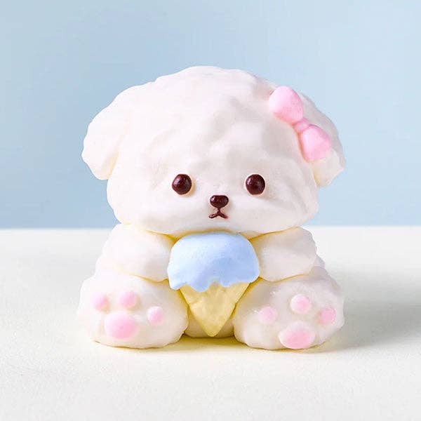 SqueezeSquad Taba Deluxe Premium Silicone Squishy Fidget Toy - Dog w/ Ice Cream Cone-1