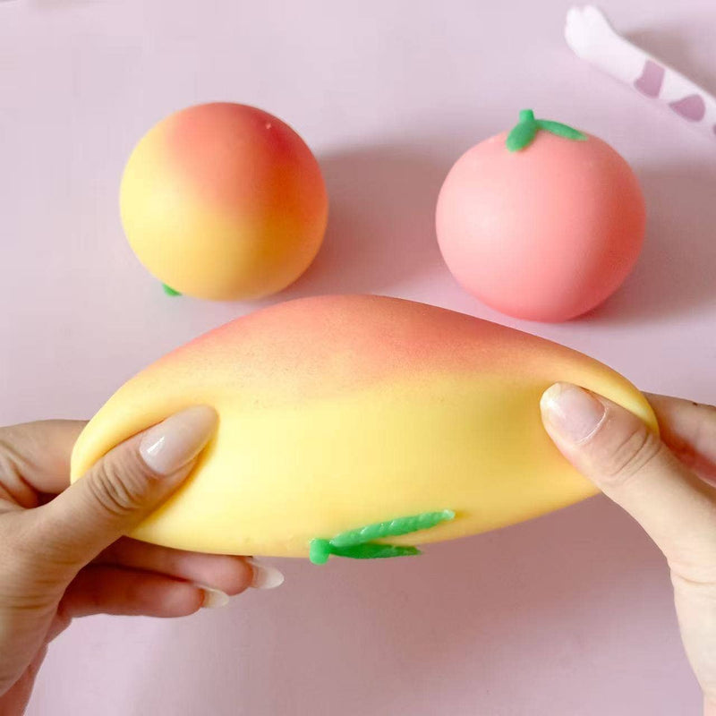 Simulation Fruit Mango Peach Dragon Fruit Squishy Slow Rising Stress Relief Squeeze Toy: Mango / 1 pc-9