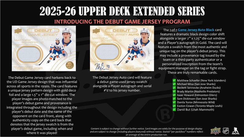 2025-26 Upper Deck Extended Series NHL 336ct Gravity Feed-10