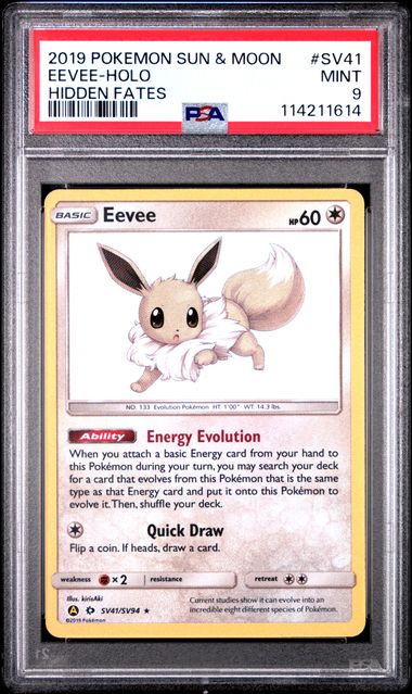 2019 Eevee (Shiny) Hidden Fates SV41/SV94 PSA 9-1