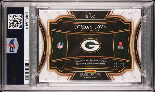 2020 Select Jordan Love Auto Prizm White #JLO Patch /35 PSA Mint 9