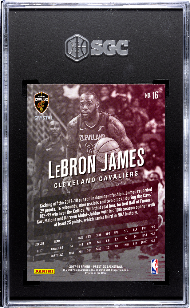 2017-18 Panini Prestige Lebron James Crystal #16 /199 SGC 9.5