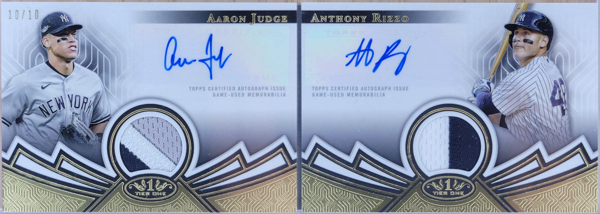 2023 Topps Tier One Dual Auto Relic Book Aaron Judge, Anthony Rizzo /10 #DAR-JR