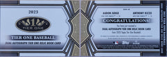 2023 Topps Tier One Dual Auto Relic Book Aaron Judge, Anthony Rizzo /10 #DAR-JR-2