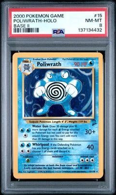 2000 Poliwrath Holo Base Set II 15/130 PSA 8-1