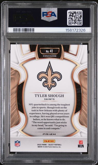 2025 Select Tyler Shough Green & Yellow Shock #41 PSA 10-2