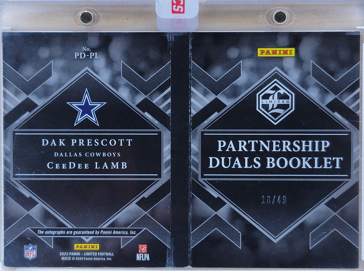 2023 Panini Limited Football Dak Prescott / Ceedee Lamb Partnership Duals Booklet /49 #PD-PL-2