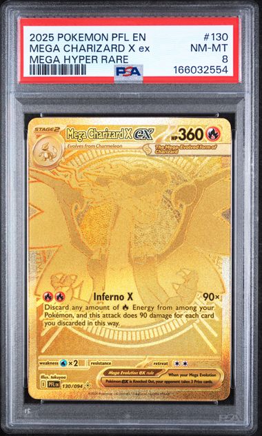 2025 Mega Charizard X ex Mega Hyper Rare PFL 130/094 PSA 8-1