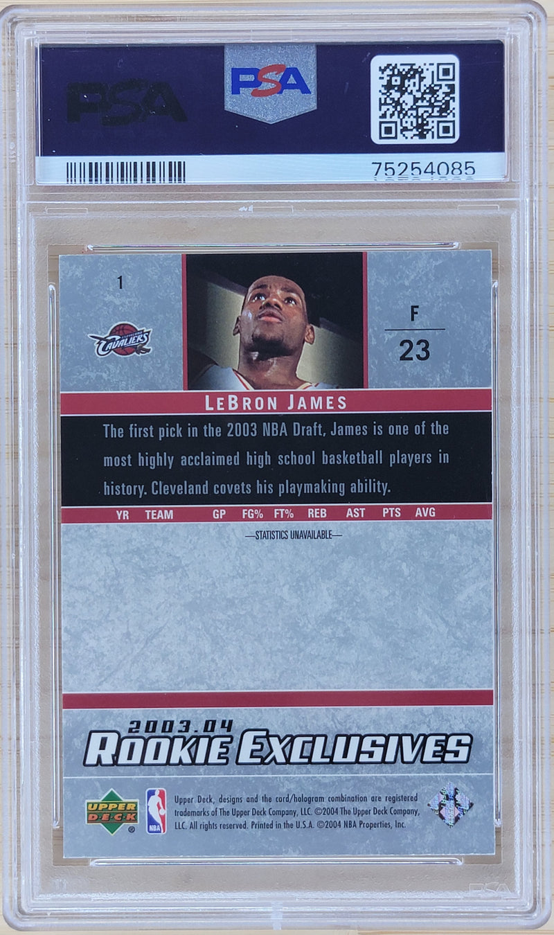 2003 Upper Deck LeBron James Rookie Exclusives #1 PSA 8-2
