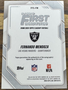 2026 Topps Flagship Fernando Mendoza First Sginature Auto FFS-FM-2