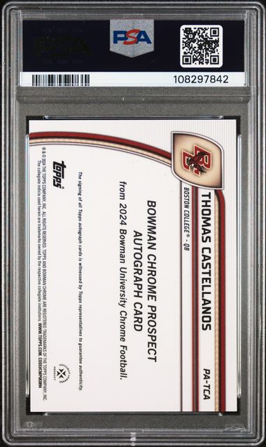 2024 Bowman U Chrome Thomas Castellanos Auto #PATCA Gold Refractor /50 PSA Mint 9-2
